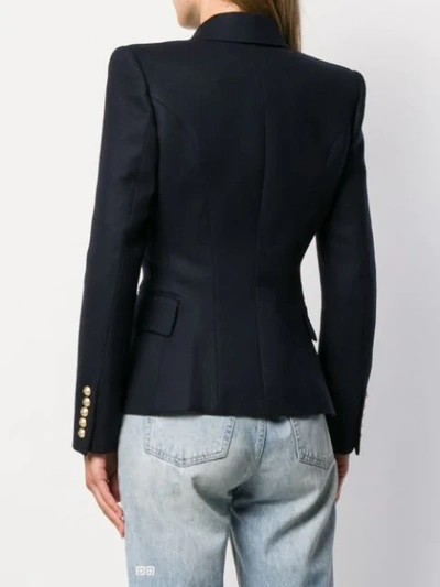 Shop Balmain Double-breasted Blazer In Blue