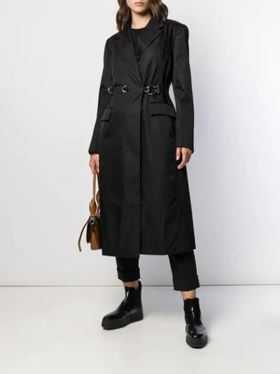 Shop Prada Double-breasted Belted Raincoat In F0002 Nero
