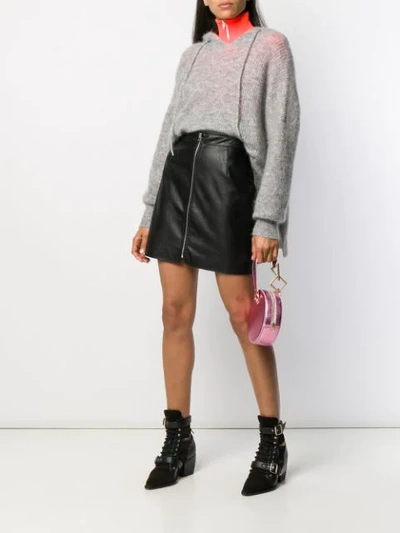Shop Pinko Textured Mini Skirt In Black