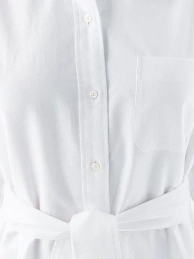 Shop Thom Browne Belted A-line Oxford Shirtdress - White