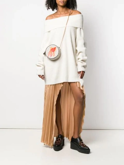 Shop Stella Mccartney Asymmetric Pleated Skirt In Neutrals