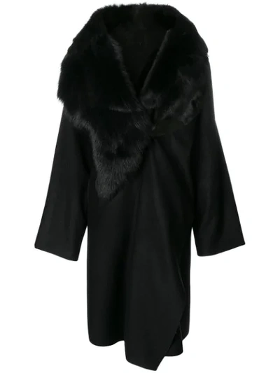 Shop Andrea Ya'aqov Faux Fur Shawl Coat - Black