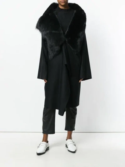 Shop Andrea Ya'aqov Faux Fur Shawl Coat - Black