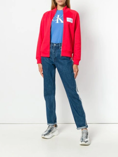 Shop Ck Jeans Calvin Klein Jeans Logo Patch Track Jacket - Red