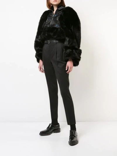 Shop Comme Des Garçons Fur Cropped Jacket In Black