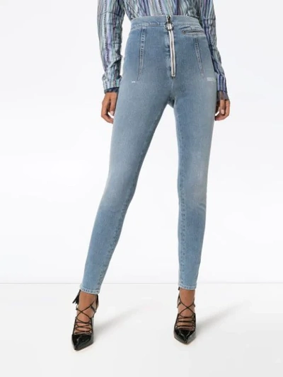 Shop Off-white Skinny-jeans Mit Bleached-effekt In Blue