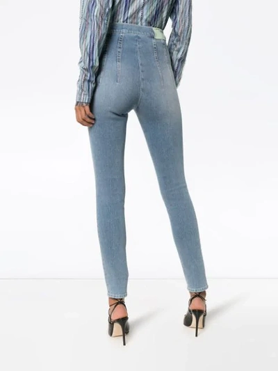 Shop Off-white Skinny-jeans Mit Bleached-effekt In Blue