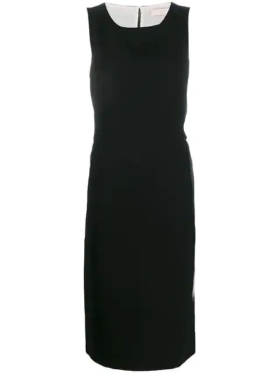 Tory Burch Striped Panel Midi Dress In Black