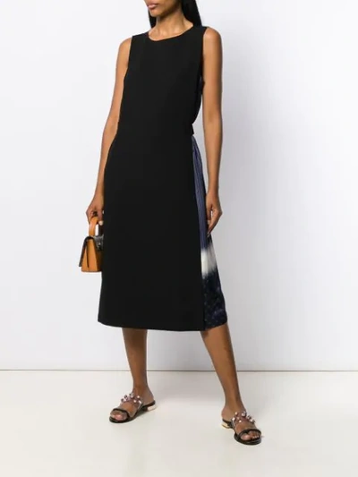 Tory Burch Striped Panel Midi Dress In Black