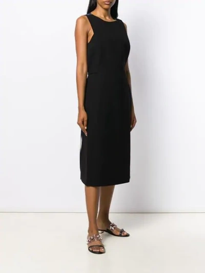 Tory Burch Striped Panel Midi Dress In Black