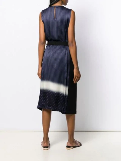 Tory Burch Striped Panel Midi Dress In Black