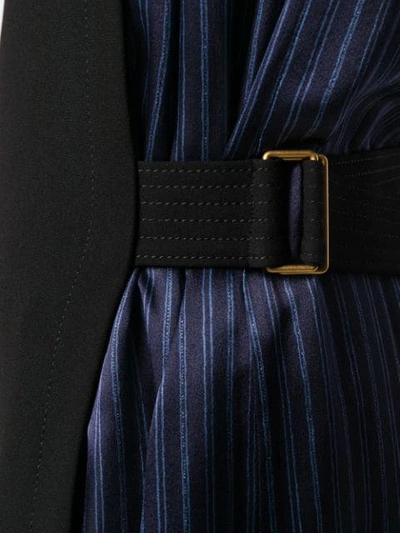 Tory Burch Striped Panel Midi Dress In Black
