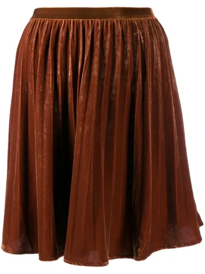Shop Mes Demoiselles High-waist Flared Mini Skirt In Brown