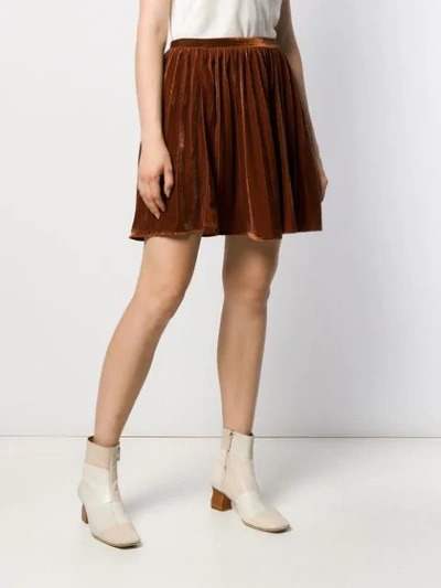 Shop Mes Demoiselles High-waist Flared Mini Skirt In Brown