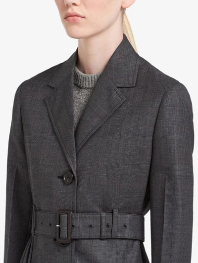 Shop Prada Belted Coat In F0308 Anthracite Gray