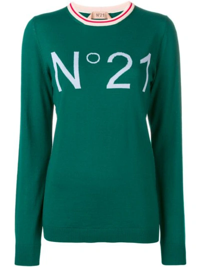 Shop N°21 Logo Knitted Sweatshirt In Green