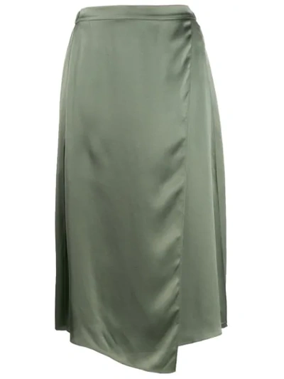 Shop Vince Satin Skirt In Green