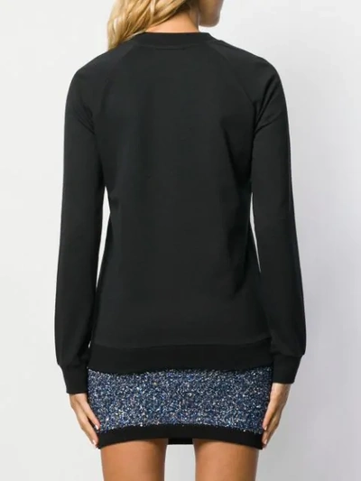 Shop Balmain Vintage Logo Print Sweatshirt In Eab Black + Bianco