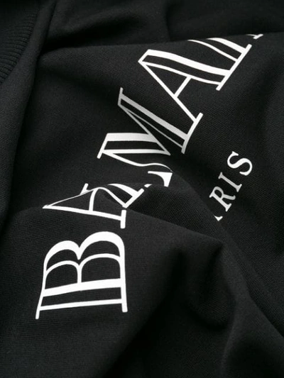 Shop Balmain Vintage Logo Print Sweatshirt In Eab Black + Bianco