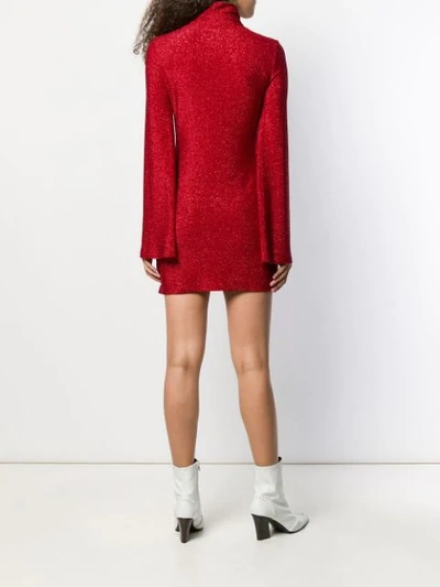 Shop Sara Battaglia Fitted Turtleneck Dress In Red