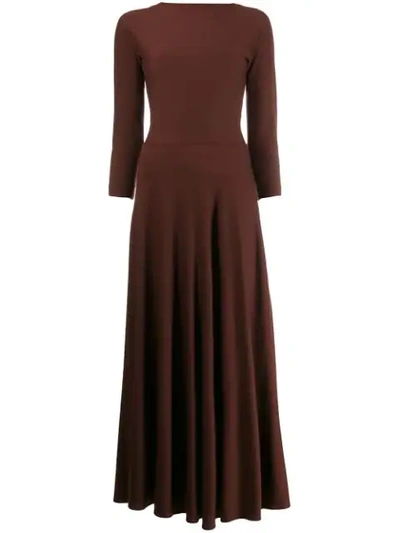 Shop Aspesi Long-sleeve Maxi Dress In Brown