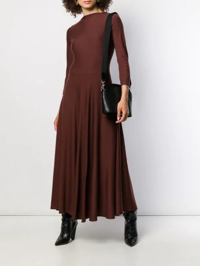 Shop Aspesi Long-sleeve Maxi Dress In Brown