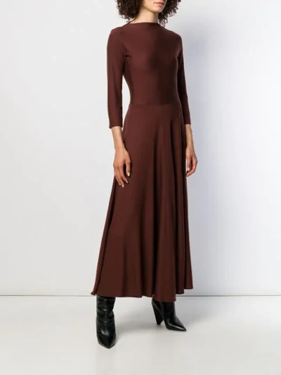 Shop Aspesi Long-sleeve Maxi Dress In Brown