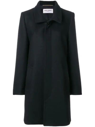 Shop Saint Laurent Stand Up Collar Coat - Black