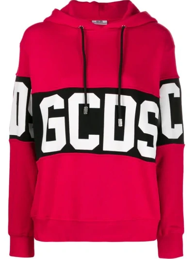 Shop Gcds Logo Band Hoodie In Red