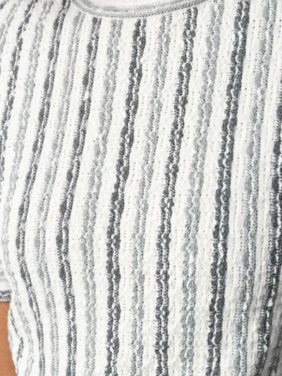 Shop Thom Browne Wide University Stripe Yarn Tee In White