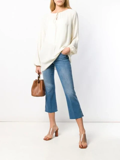 Shop Theory Gathered Neck Blouse In Neutrals