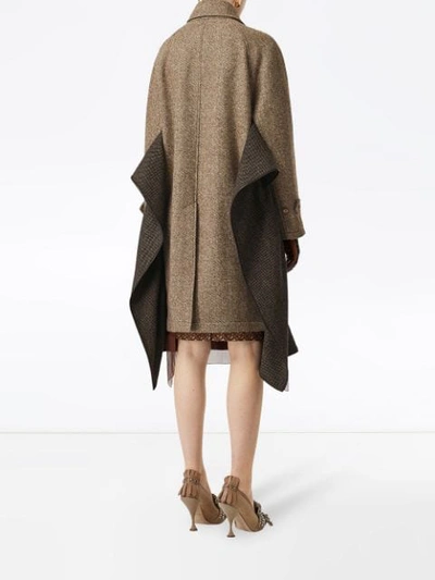 Shop Burberry Scarf Detail Wool Mohair Tweed Car Coat In Brown