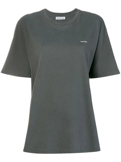 Shop Balenciaga Short Sleeve Cocoon Top - Grey