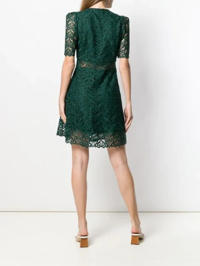Shop Sandro V-neck Lace Short Dress In Green