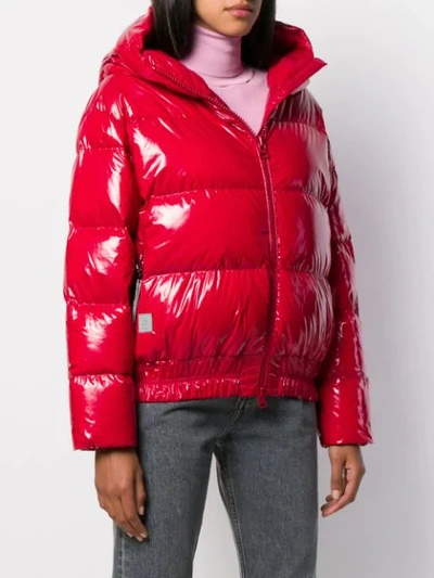 Shop Bacon Zipped Puffer Jacket In Red