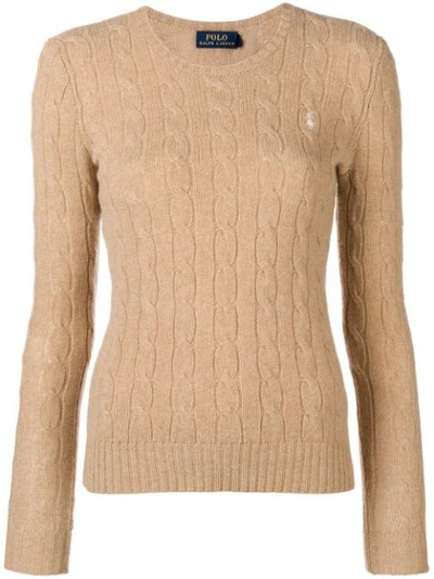 Shop Polo Ralph Lauren Cable Knit Jumper In Neutrals