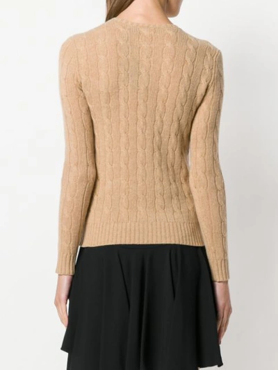 Shop Polo Ralph Lauren Cable Knit Jumper In Neutrals