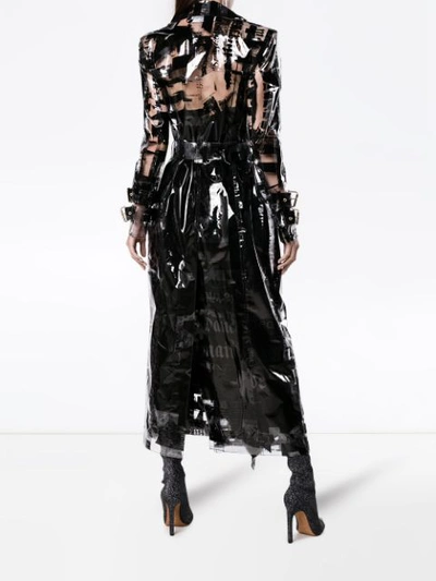 Shop Balmain News Print Pvc Trench Coat In 5111c