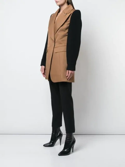 Shop Tibi Peaked Lapel Blazer In Brown