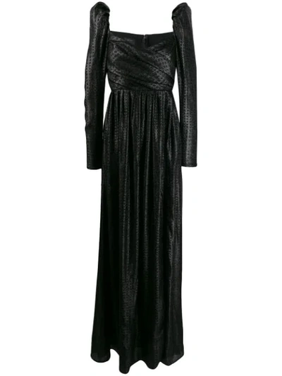 Shop Pinko Juliet Sleeve Evening Gown In Black