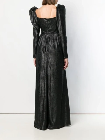 Shop Pinko Juliet Sleeve Evening Gown In Black