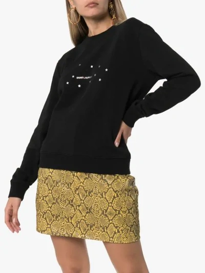 Shop Saint Laurent Stars Logo Print Sweatshirt In Black
