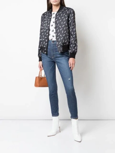 Shop Alice And Olivia Lonnie Reversible Bomber Jacket In Black