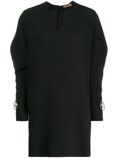 Shop Coliac Pearl-detail Batwing Sleeve Dress In Black