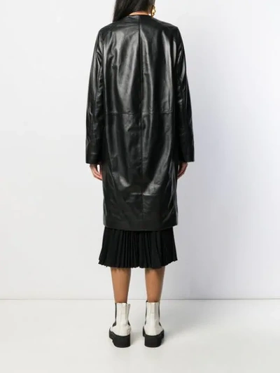 Shop Marni Leather Overcoat In Black