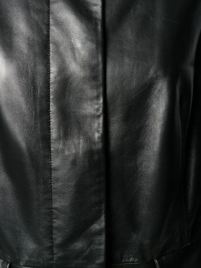 Shop Marni Leather Overcoat In Black