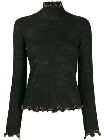 Shop See By Chloé Ruffle Trim Knit Top In Black