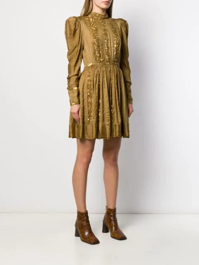 Shop Ulla Johnson Philippa Sequined Pleated Dress In Green