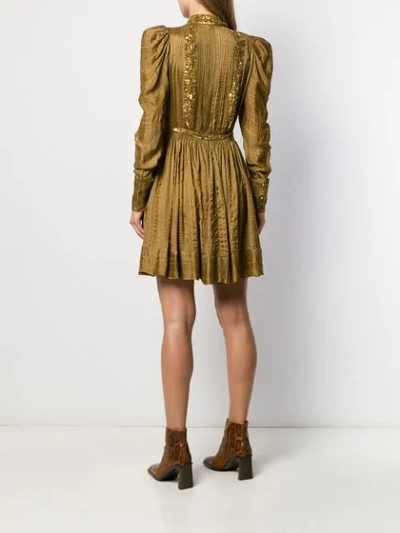 Shop Ulla Johnson Philippa Sequined Pleated Dress In Green