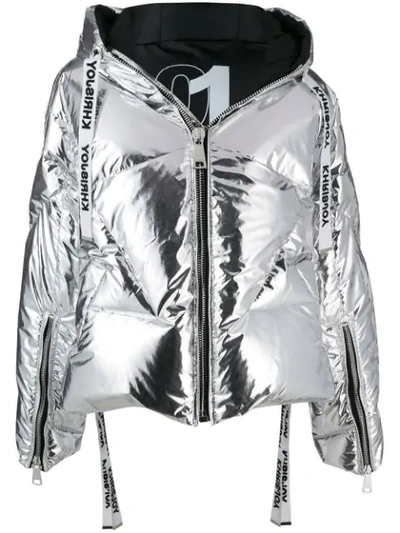 Shop Khrisjoy Hooded Puffer Jacket In Silver